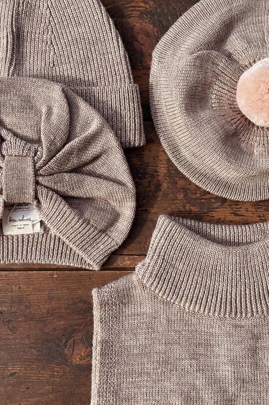 CHLAPEC Dětský vlněný baret Konges Sløjd LOULI BERET KS101254 hnědá