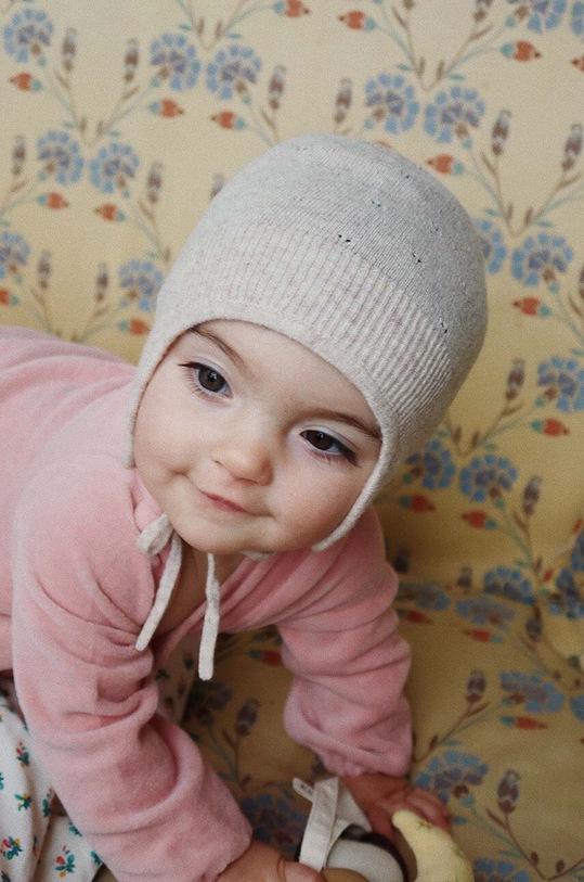 Dětská vlněná čepice Konges Sløjd MINO KNIT HELMET vlna béžová KS101615