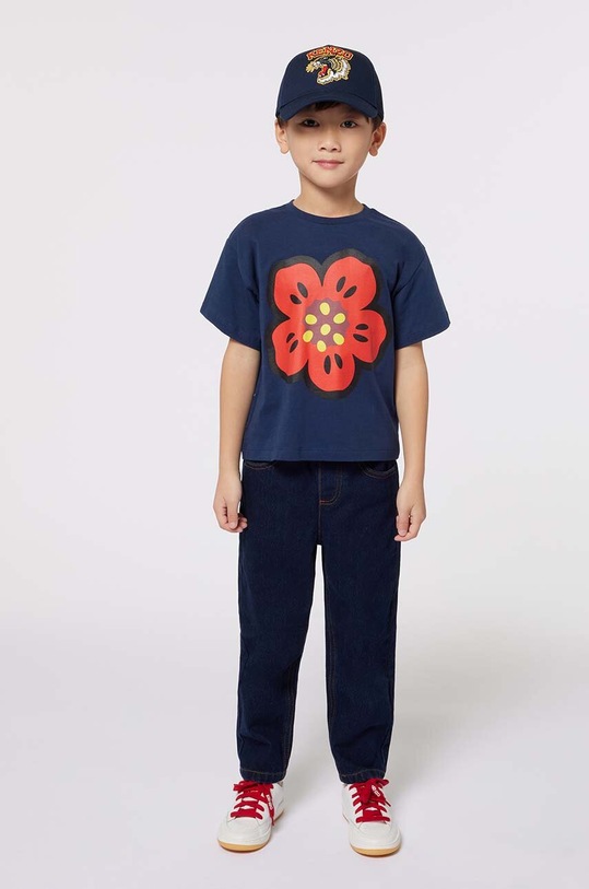 Pamučna kapa sa šiltom za bebe Kenzo Kids K60612.54.56 mornarsko plava