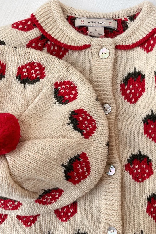 Dětský baret s příměsí vlny Konges Sløjd BELOU KNIT BERET béžová KS101893