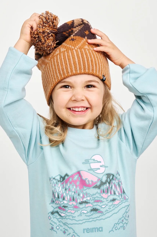 Reima czapka wełniana dziecięca Pohjoinen wełna brązowy 5300021B.9BYH