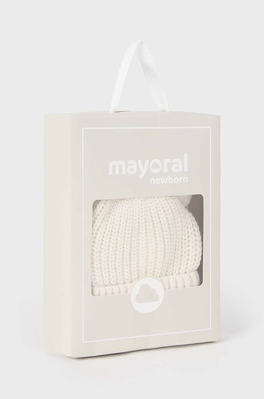 Chłopiec Mayoral Newborn czapka i rękawiczki dziecięce 9766.1J.Newborn.9BYH beżowy