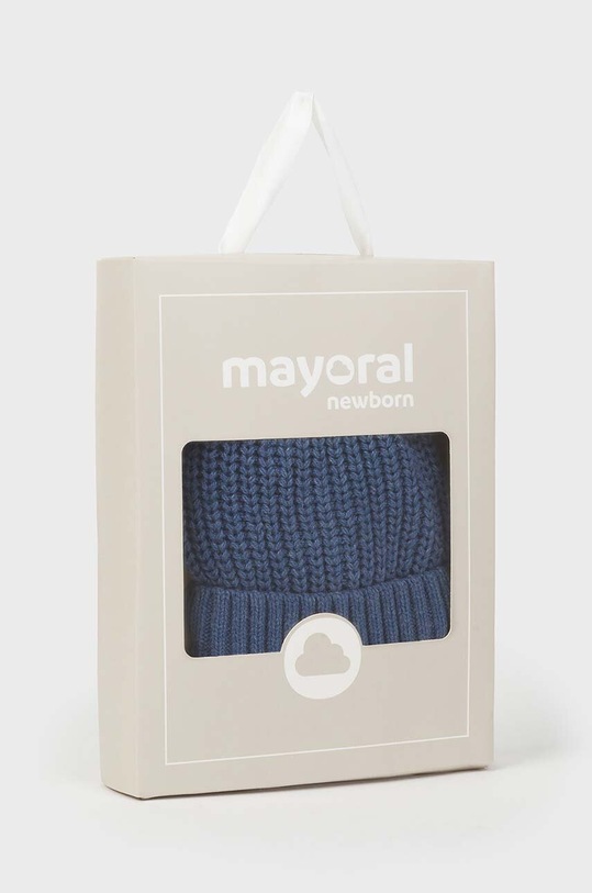 Chłopiec Mayoral Newborn czapka i rękawiczki dziecięce 9766.1J.Newborn.9BYH granatowy