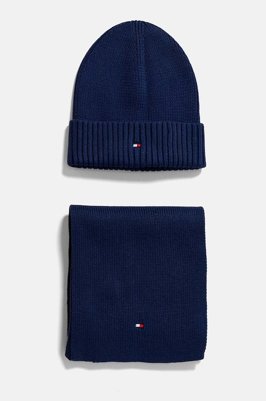 Детская хлопковая шапочка и шарф Tommy Hilfiger хлопок тёмно-синий AU0AU01937.9BYH