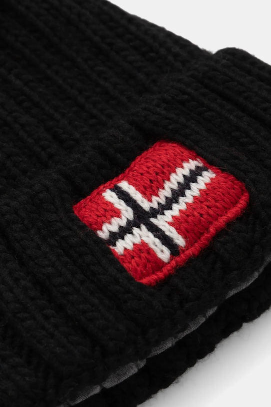 Παιδικός σκούφος από μείγμα μαλλιού Napapijri SEMIURY 6 NP0A4GMH0411 μαύρο AW24