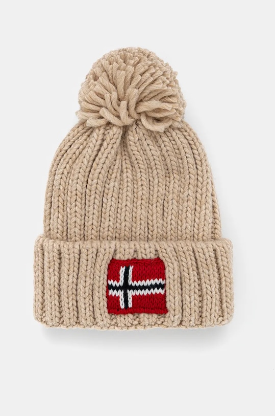 Čiapka s prímesou vlny Napapijri SEMIURY 6 s prímesou vlny béžová NP0A4GMHN1J1