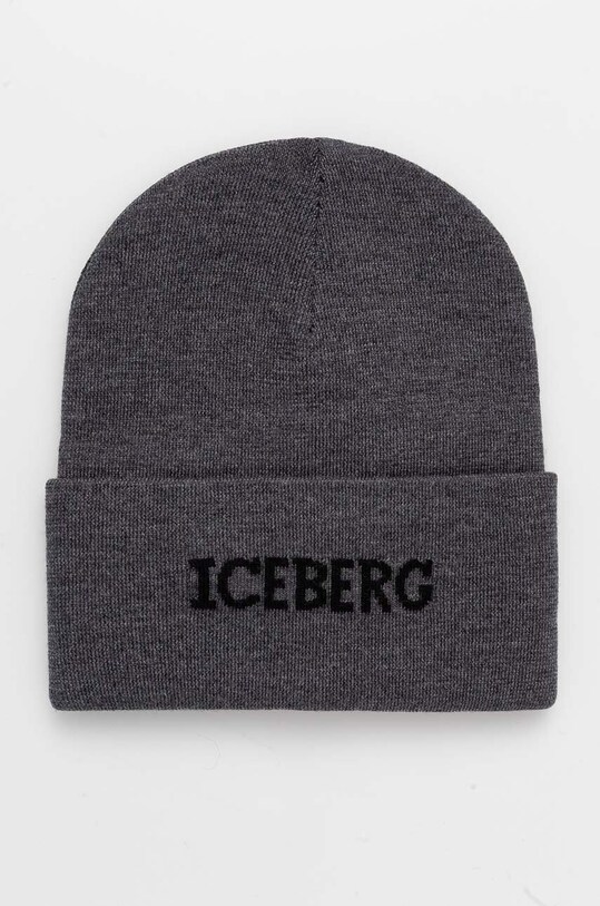 Iceberg czapka wełniana drobny wzór szary 3042.9005