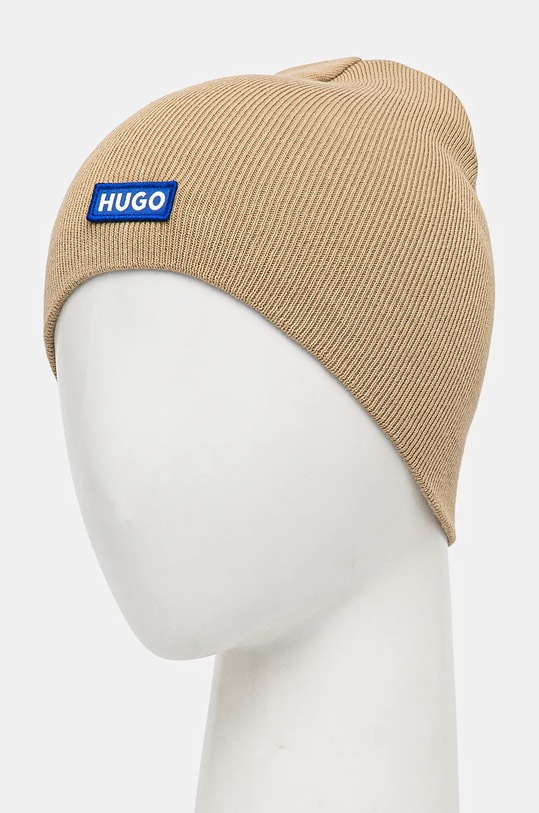 Хлопковая шапка Hugo Blue 50521715 бежевый AW24