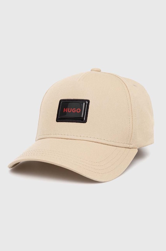 Памучна шапка с козирка HUGO памук бежов 50519229