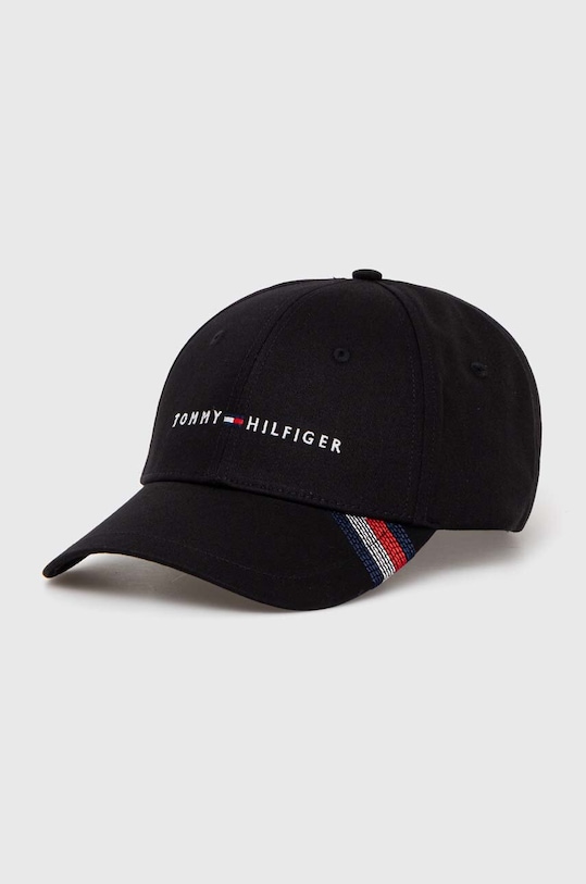 Tommy Hilfiger czapka z daszkiem bawełniana aplikacja czarny AM0AM12532