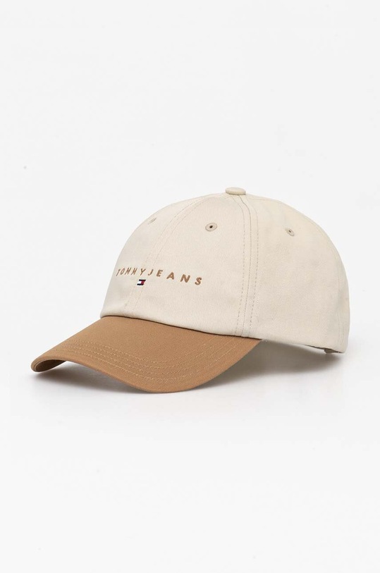 Tommy Jeans czapka z daszkiem bawełniana aplikacja beżowy AM0AM12894
