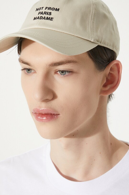 Pamučna kapa sa šiltom Drôle de Monsieur La Casquette Slogan PERM.CP151.CO138.MT bež