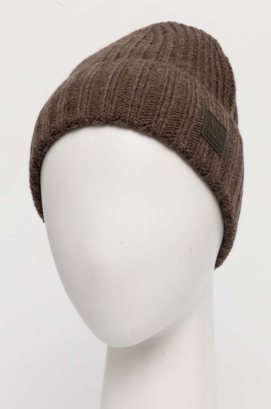 Akcesoria Armani Exchange czapka z domieszką wełny 954662.4F302 zielony