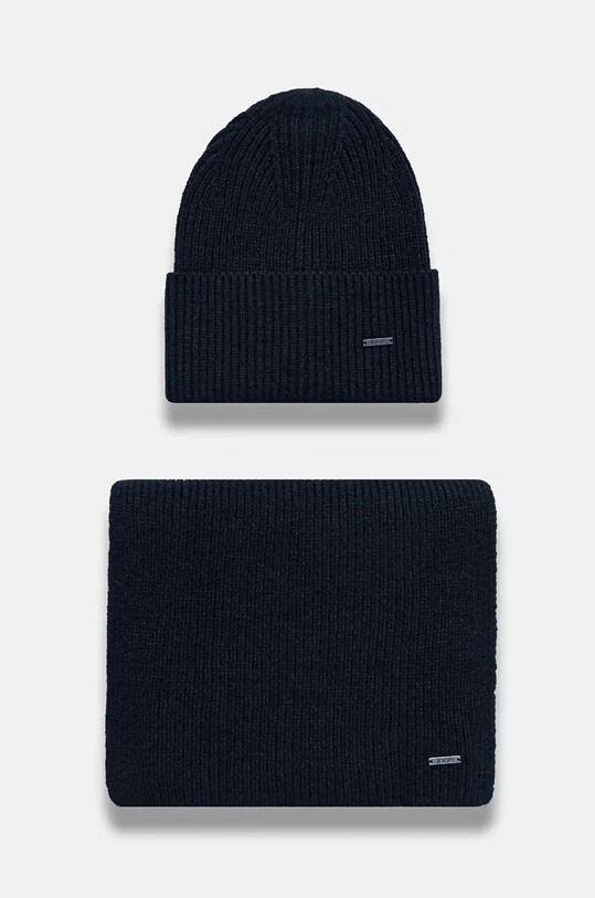 Vlnená čiapka a šál Joop! vlna tmavomodrá 30041067