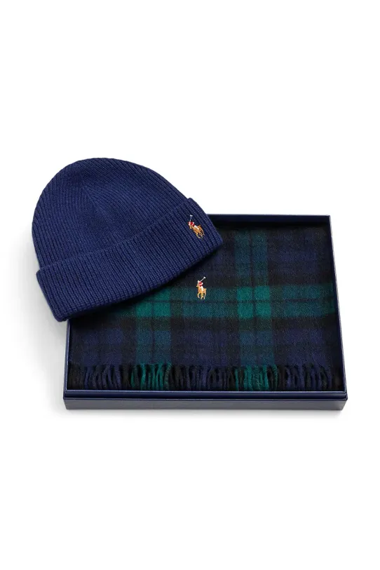 Polo Ralph Lauren cappello e sciarpa di lana 449959530 blu navy AW24