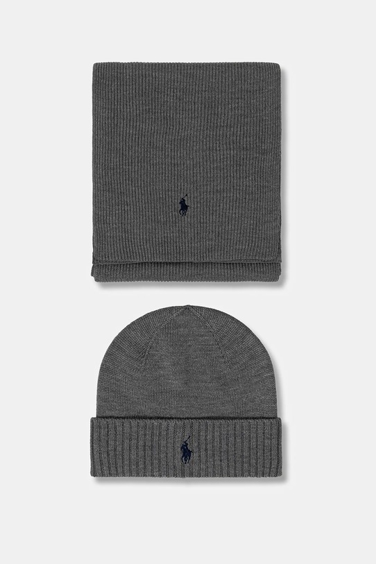 Polo Ralph Lauren czapka i szalik wełniany wełna szary 710951146