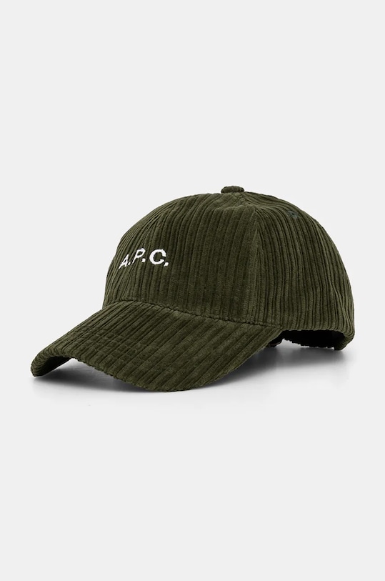 A.P.C. șapcă de baseball din catifea casquette charlie bumbac verde COEZQ.M24069