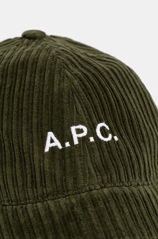 A.P.C. czapka z daszkiem sztruksowa casquette charlie zielony COEZQ.M24069