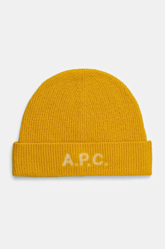 A.P.C. czapka wełniana bonnet harry wełna żółty WVBDK.M25085