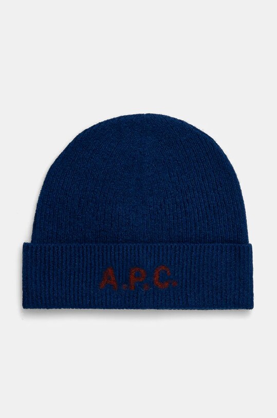 Шерстяная шапка A.P.C. bonnet harry шерсть тёмно-синий WVBDK.M25085
