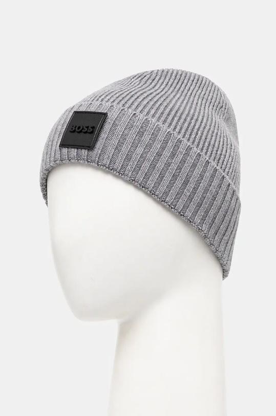 Vlněná čepice BOSS 50522426 šedá AW24