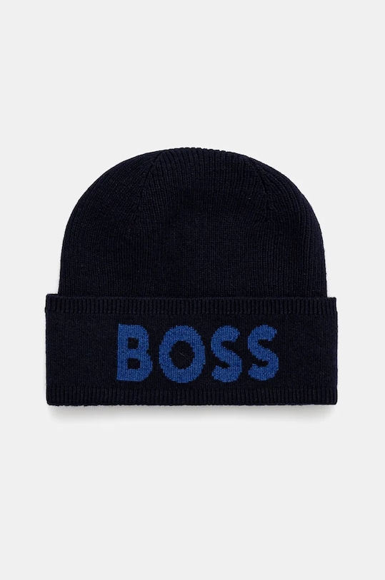 Шапка с примесью шерсти BOSS с добавлением шерсти тёмно-синий 50524348