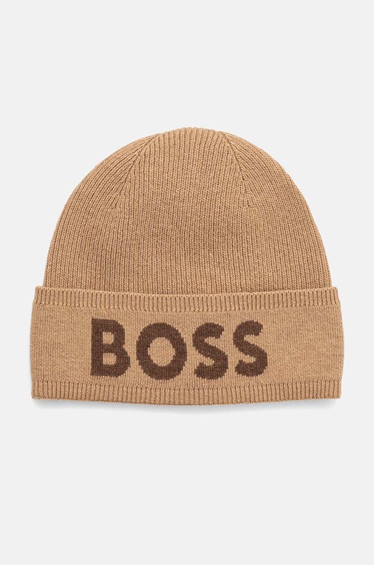 Шапка с примесью шерсти BOSS с добавлением шерсти бежевый 50524348