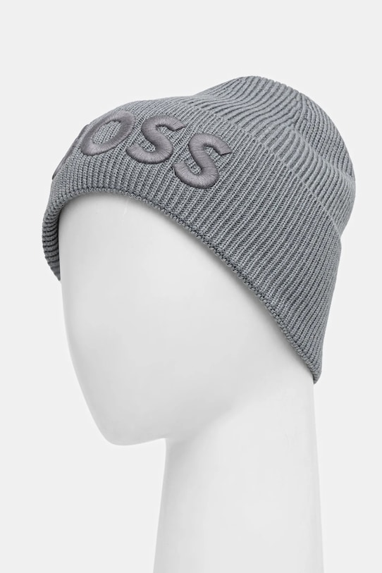 Вълнена шапка BOSS Orange 50522449 сив AW25