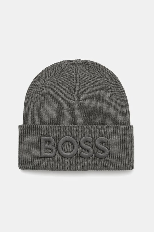 Μάλλινο σκουφί Boss Orange μαλλί γκρί 50522449