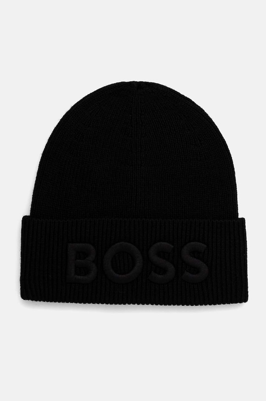 Boss Orange caciula de lana imprimeu negru 50522449