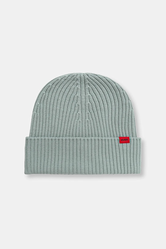 HUGO czapka wełniana wełna zielony 50524570