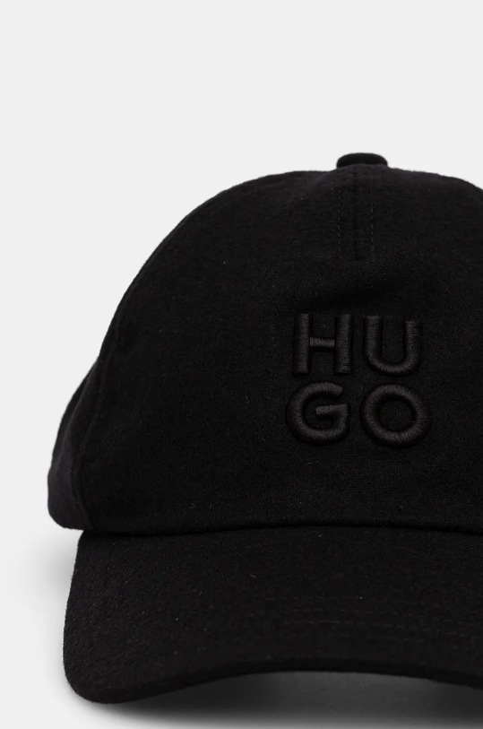 HUGO czapka z daszkiem wełniana 50535627 czarny AW24