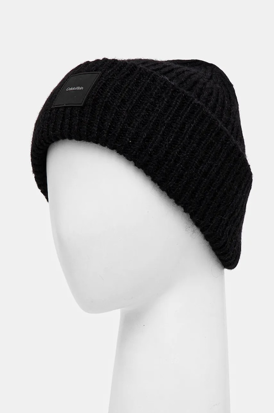 Vlnená čiapka Calvin Klein K50K512357 čierna NC24