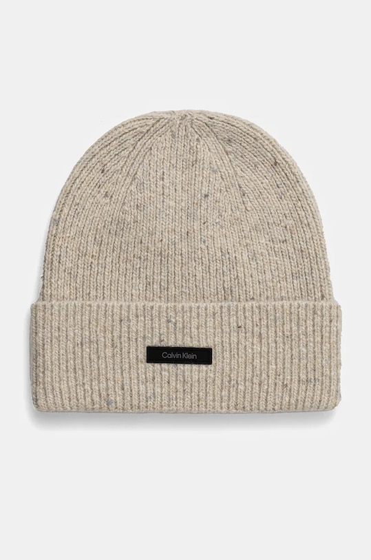 Vlněná čepice Calvin Klein vlna béžová K50K512358