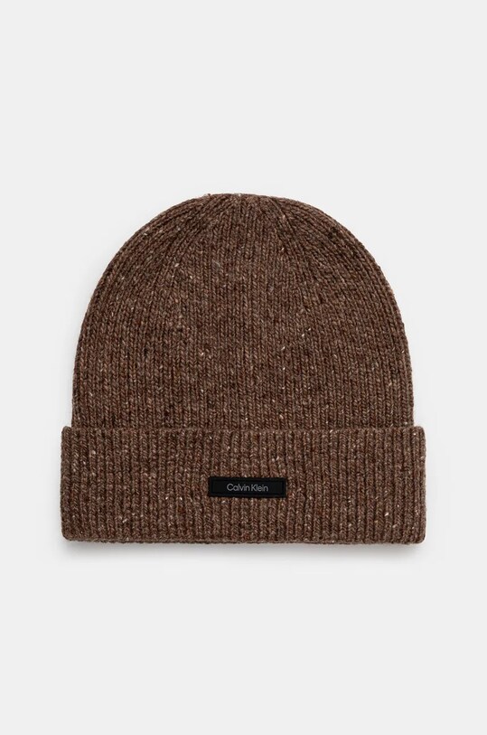 Вълнена шапка Calvin Klein вълна кафяв K50K512358