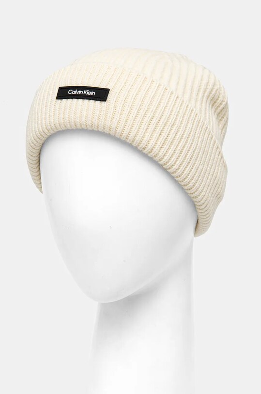 Вовняна шапка Calvin Klein K50K512360 бежевий NC24