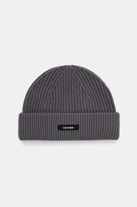 Шерстяная шапка Calvin Klein шерсть серый K50K512360