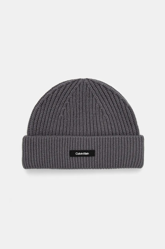 Calvin Klein czapka wełniana wełna szary K50K512360