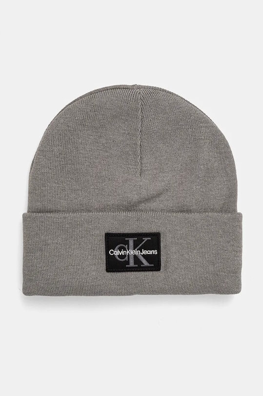 Čiapka Calvin Klein Jeans hrubá sivá K50K512455