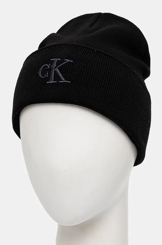 Čepice z vlněné směsi Calvin Klein Jeans K50K512461 černá AW24