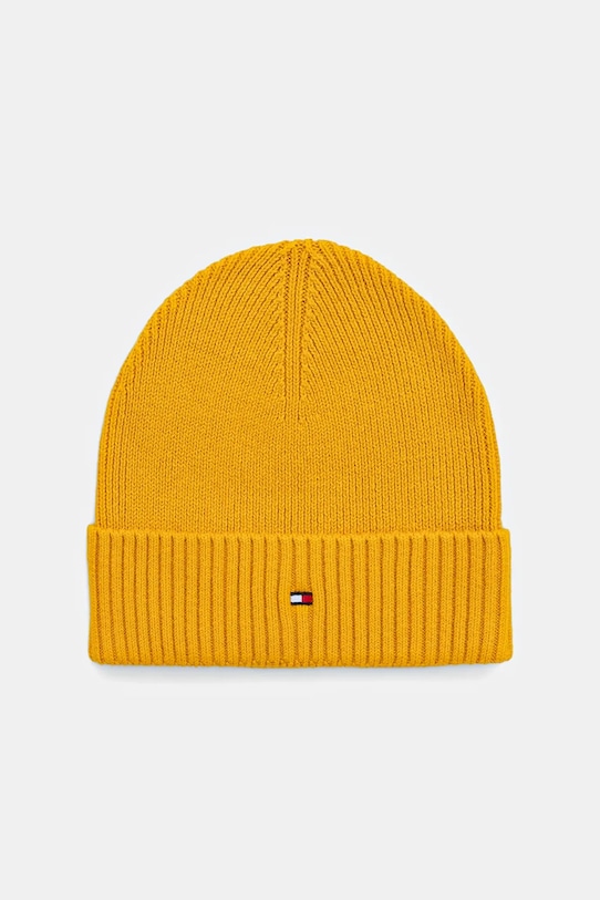 Tommy Hilfiger czapka z domieszką kaszmiru z domieszką wełny żółty AM0AM12796