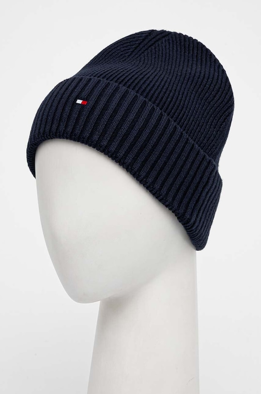 Σκουφί με μείγμα κασμίρ Tommy Hilfiger AM0AM12796 σκούρο μπλε NC25