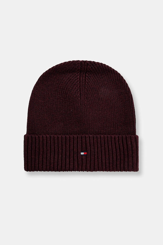 Čiapka s prímesou kašmíru Tommy Hilfiger s prímesou vlny burgundské AM0AM12796