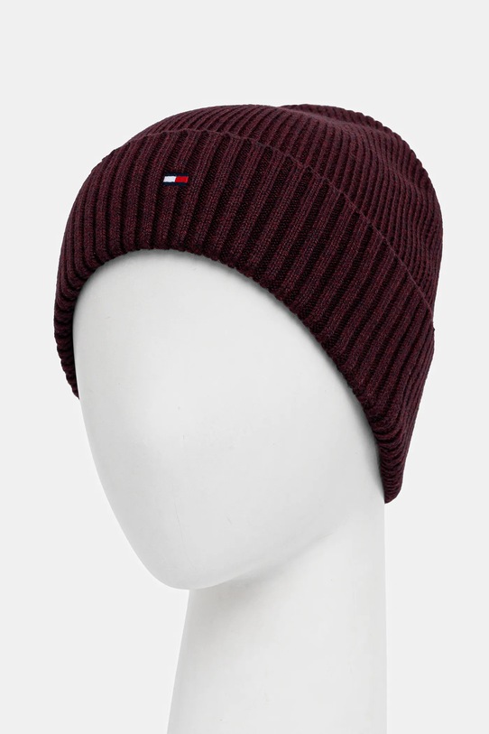 Tommy Hilfiger czapka z domieszką kaszmiru AM0AM12796 bordowy NC25