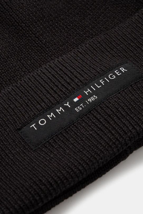 Хлопковая шапка Tommy Hilfiger AM0AM12797 чёрный AW24