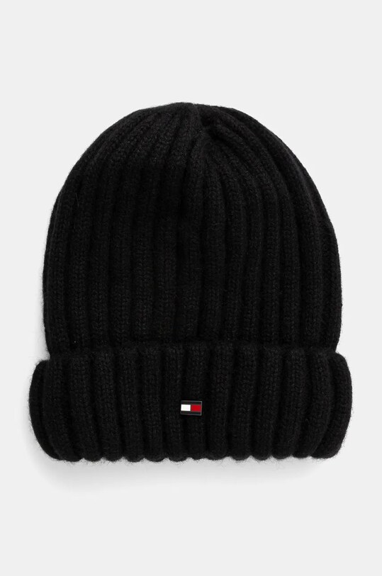 Вовняна шапка Tommy Hilfiger вовна чорний AM0AM12798