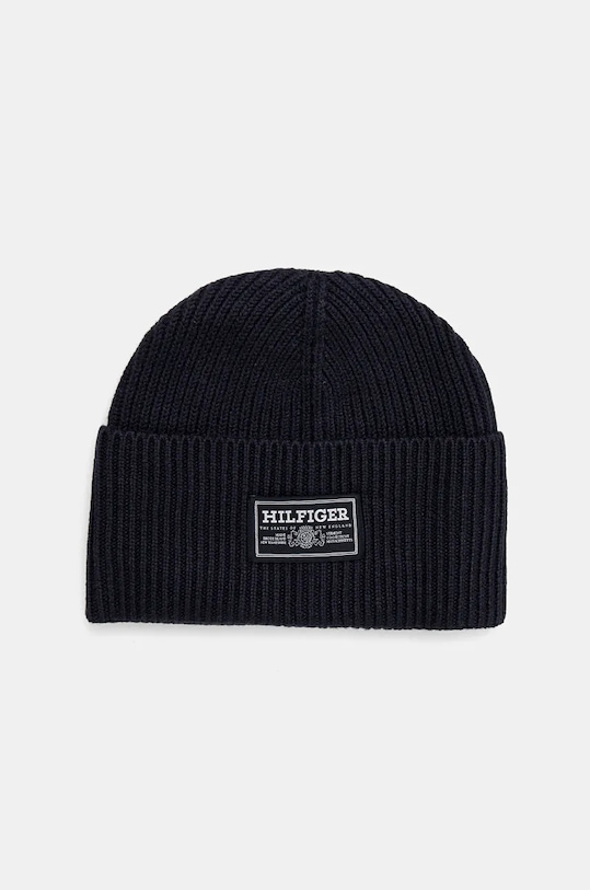 Вълнена шапка Tommy Hilfiger вълна тъмносин AM0AM12889