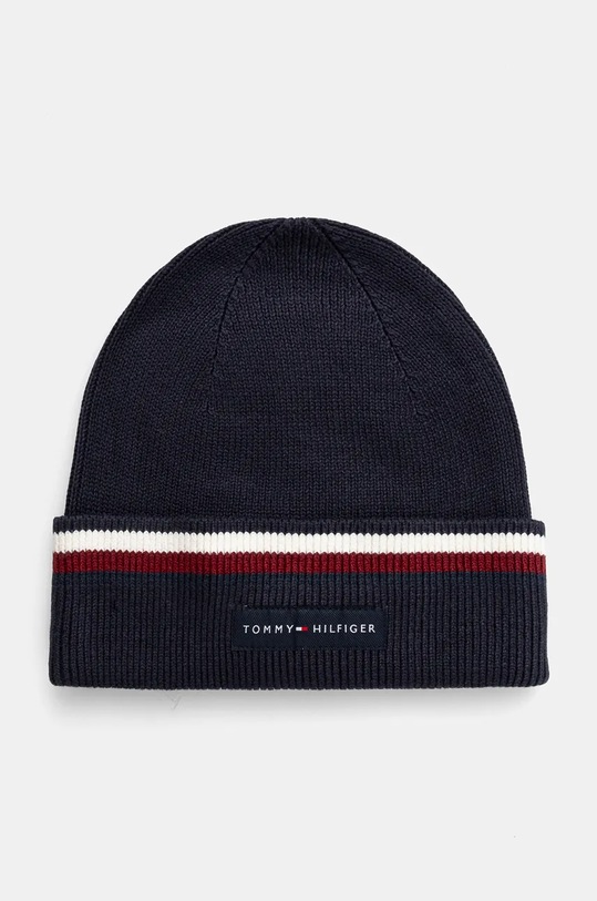 Βαμβακερό καπέλο Tommy Hilfiger βαμβάκι σκούρο μπλε AM0AM12983