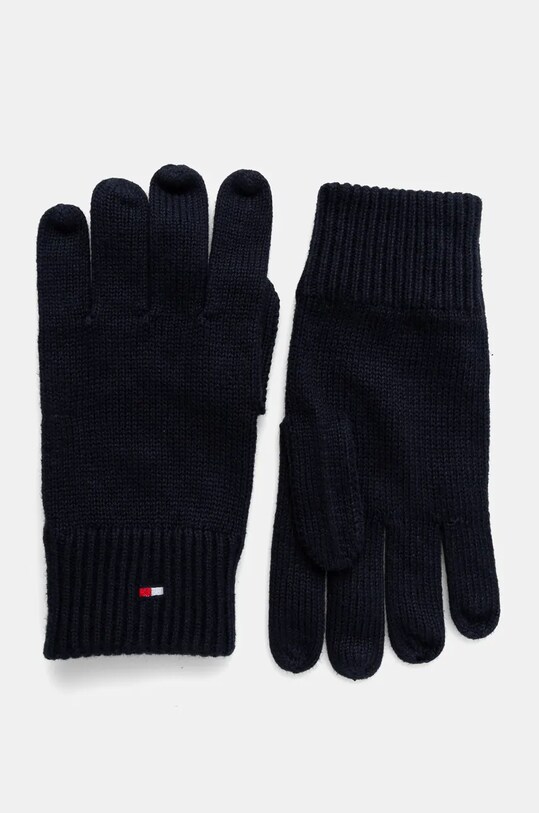 Accesorii Tommy Hilfiger palarie si manusi din amestec de casmir AM0AM12938 bleumarin