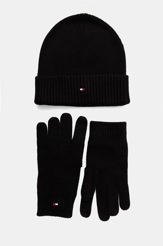Čepice a rukavice s příměsí kašmíru Tommy Hilfiger s příměsí vlny černá AM0AM12938